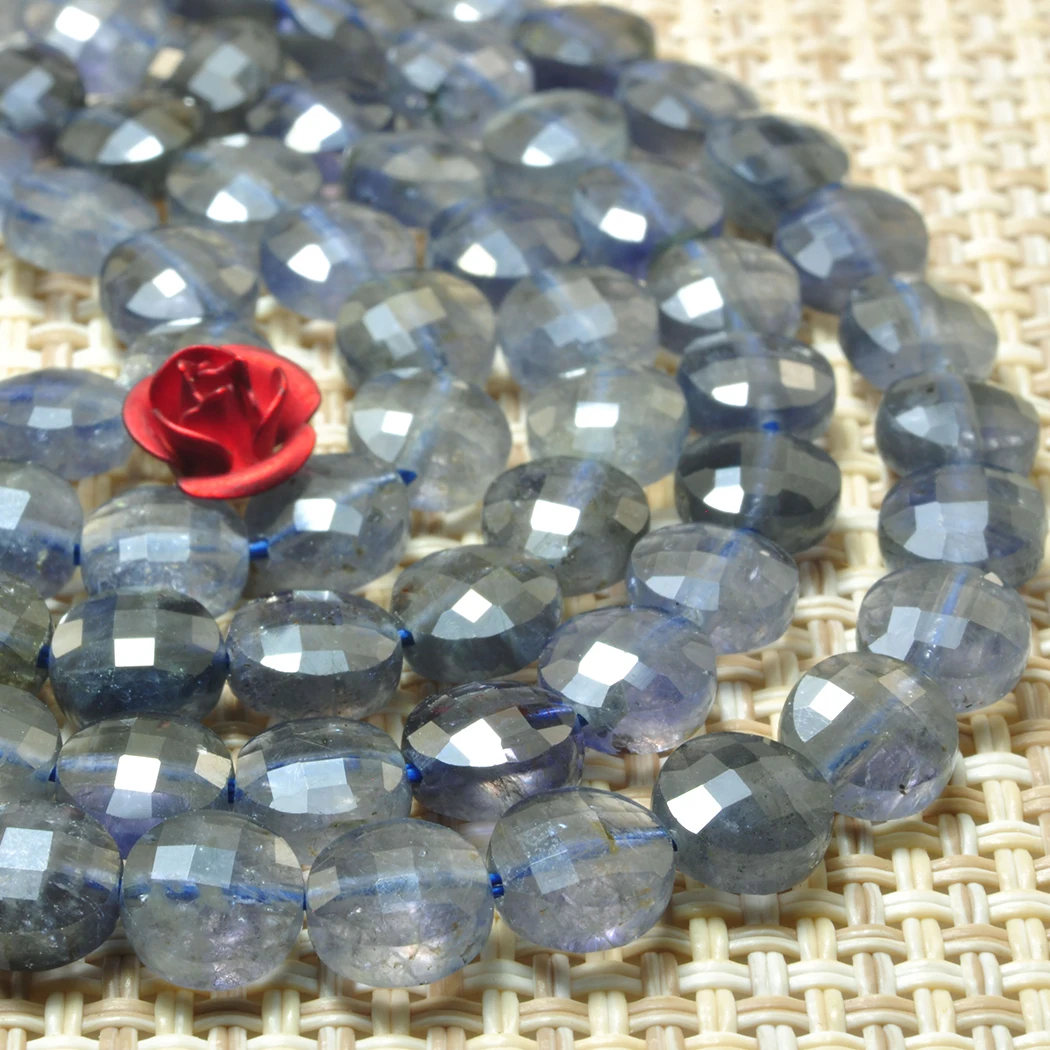 

Amethyst Iolite Blue Agate 6mm Natural Gemstone Beads disk faceted for silver 925 Jewelry Necklace Earring 15inch ICNWAY