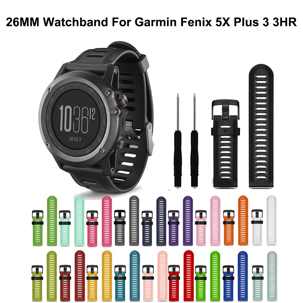 

Soft Silicone Replacement Sport Wirst Watchband Strap For Garmin Fenix 5X Plus 3 3HR Belt Metal Wristwatch Bracelet Replacement