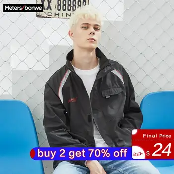 

Metersbonwe Men's Casual Jackets 2020 New Spring Men Fashion Stand collar Jacket Men Handsome loose Trend stitching Jacket