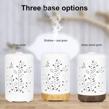 

100ml Mini Essential Oil Diffuser White Ceramic Cover Hollow Out Dragonfly Ultrasonic Mist Humidifier with 7 Color Changing LED