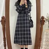 Dress Women Retro Plaid Spring Long Loose Large Size XXL Female Vintage Temperament V-neck High Waist Fashion Trendy Holiday New ► Photo 3/6