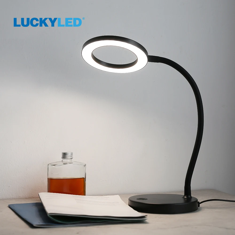 LUCKYLED Led Desk Lamp 5W Dimmable Modern Nordic Style Table Light USB with Touch Sensor Switch for Bedroom Bedside Livingroom