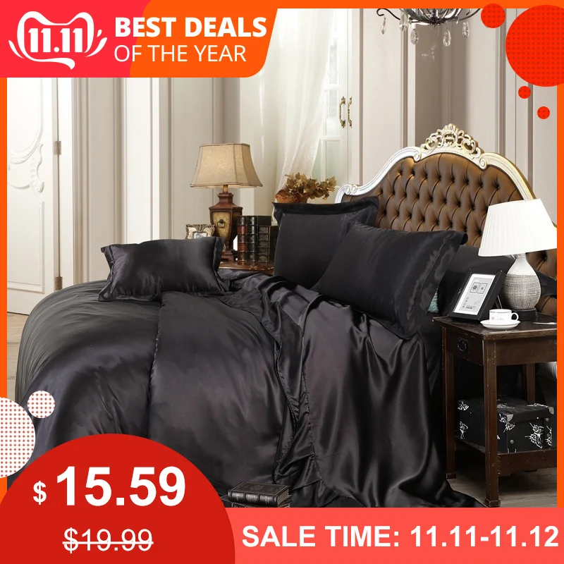 Kaufen Sommer Silk Blätter Solide Silk Bettdecken Bettwäsche Baumwolle 4 Pcs Bettwäsche sets Home Textil Bettlaken Kissenbezug D20