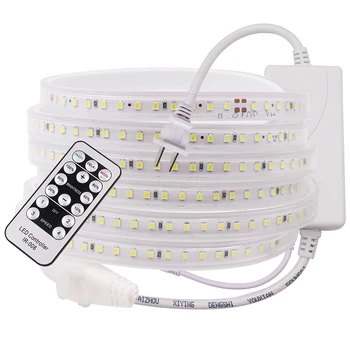 220V LED 스트립 조명, 조도 조절 가능, 2835 고휘도, 120LED, m 방수, 유연한 LED 리본, 집 장식, 1m, 10m, 20m, 50m, 100m