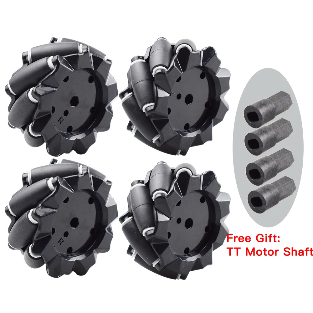 

4pcs/set 80mm Mecanum Wheel with TT Hub Universal Omnidirectional Wheel for TT Motor Smart Car Robot Parts DIY Tire Toy