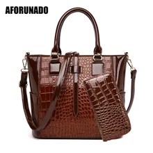 Tote 2 комплекта роскошные сумки женские сумки дизайнерские сумки через плечо из крокодиловой кожи для женщин бумажник под крокодиловую кожу сумки на плечо