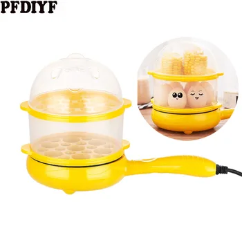 

Multifunctional Breakfast Pan Double Electric Non-Stick Frying Pan Automatic Power Off Omelet Boiled Steamed Egg Fried Steak Pan