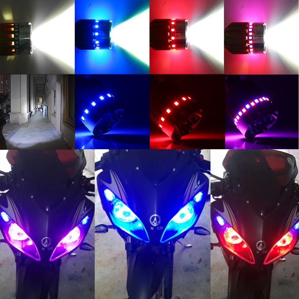 1 шт. RGB DC 9 80 в стробоскоп Вт белый Hi Low Beam H6 BA20D H4 Angel Eye противотуманная лампа 900LM