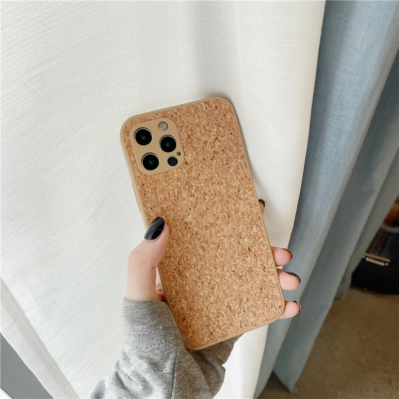 Eco-Friendly Shockproof Cork and Wood Phone Case - Solid Natural Design