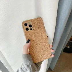 Eco-Friendly Shockproof Cork and Wood Phone Case - Solid Natural Design for iPhone 15 Plus (A)