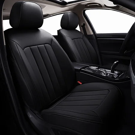 Пользовательские кожаные чехлы для автомобильных сидений для Toyota EZ Reiz Mark X Crown Vios aygo cargo venza автомобильные чехлы для сидений - Название цвета: Black Standard