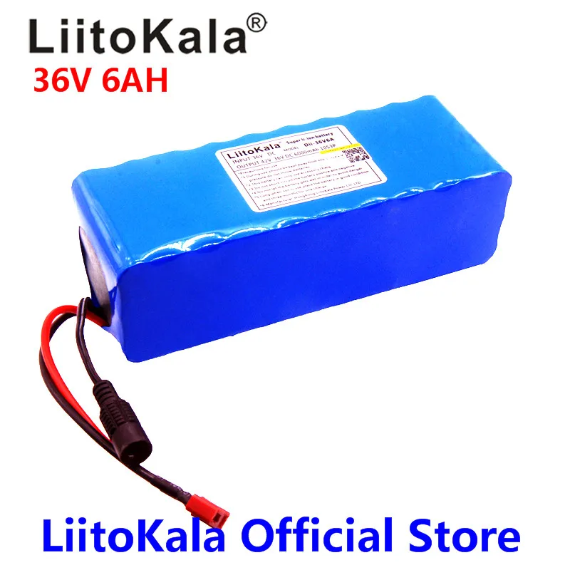 Liitokala 36V 6Ah 18650 аккумуляторная батарея, модифицированные велосипеды, защита электромобиля с PCB+ 36V 2A зарядное устройство