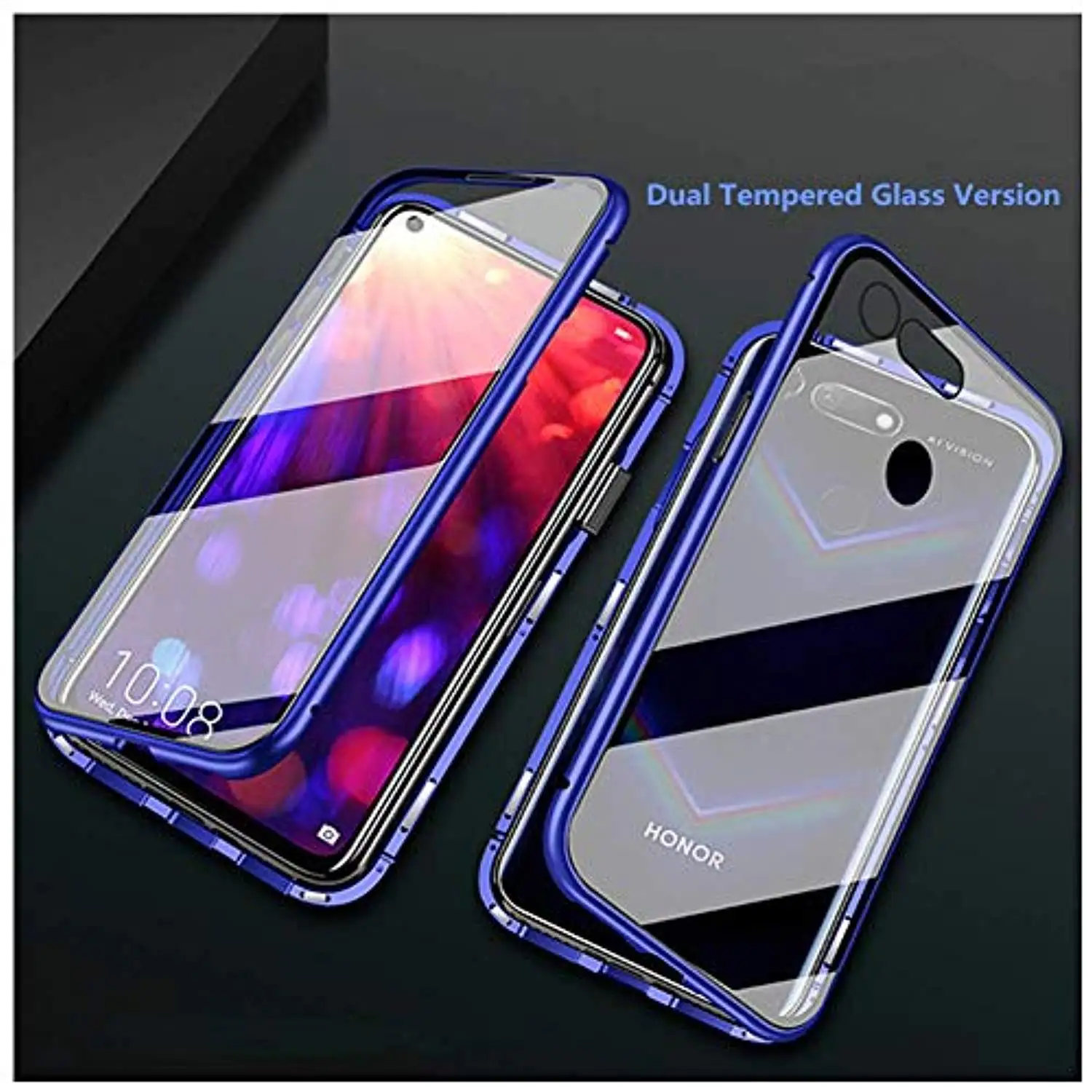 

360 Magnetic Full Front + Back Glass Case for Honor View 20 10 Play 8X MAX Nova 5i 5 Pro Cover Metal Frame Protection Phone Case