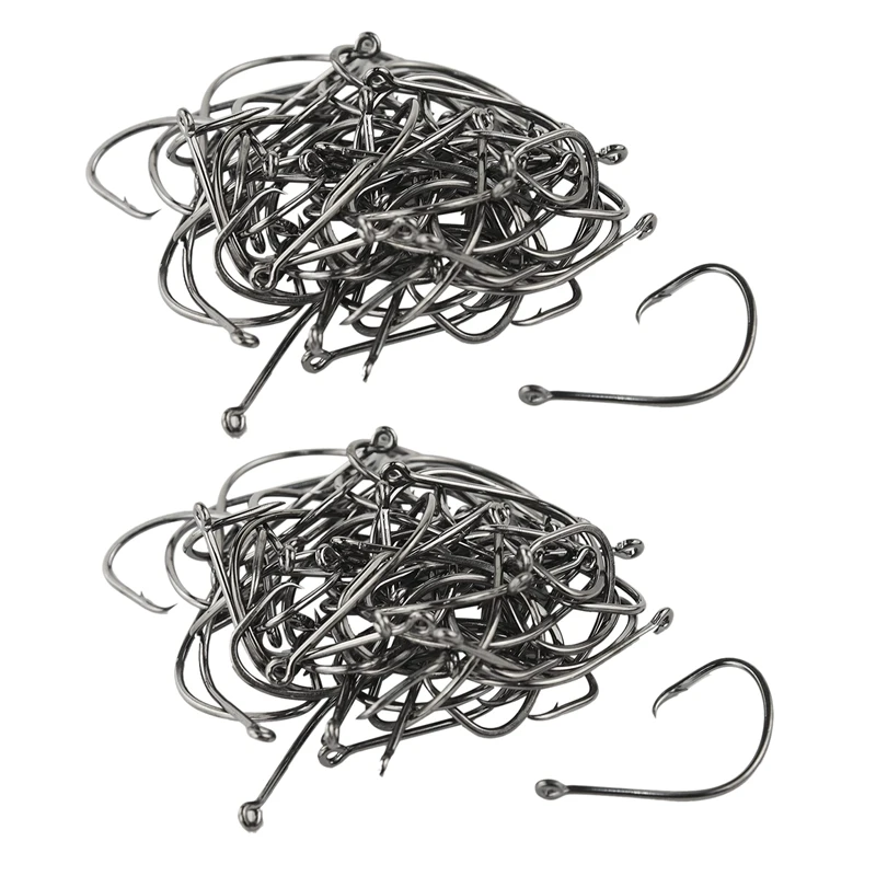 100 x Chemically Sharpened Octopus Circle Fishing Hooks Fishing Tackle Black#2/0/0