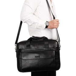 Men's Cowhide Briefcase Genuine Leather Documents Pouch Big Handbags Crossbody Bags High Quality Business Messenger Laptop Bags