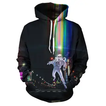 

2020 hot new trend 3D rainbow creative astronaut Hoodie personalized handsome casual versatile men's top xxs-6xl