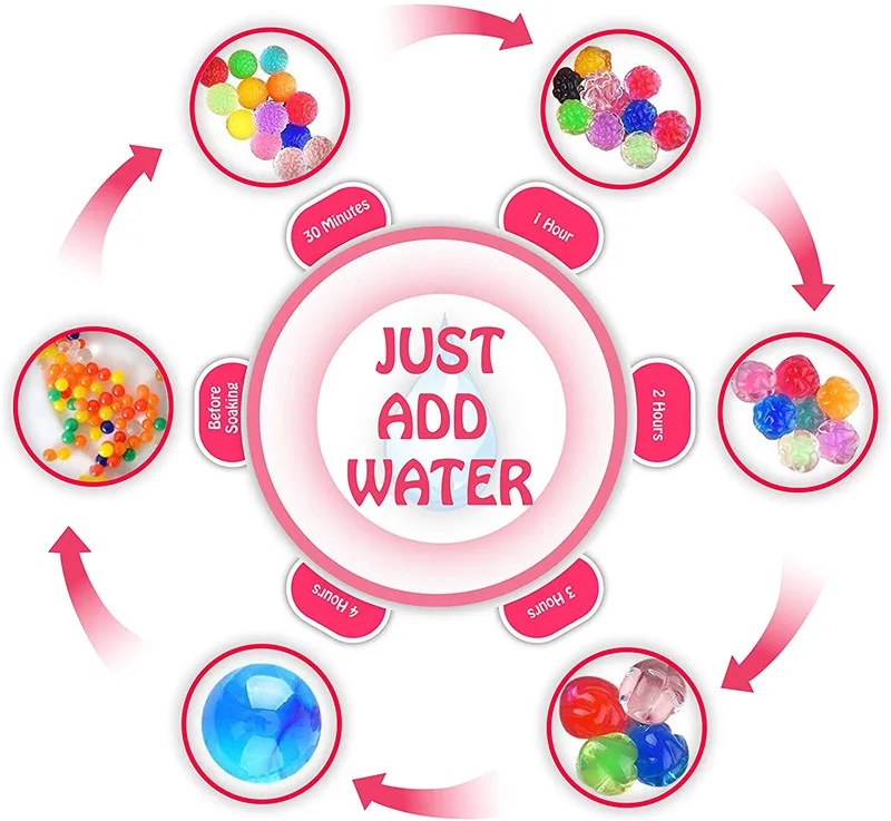 Kids Toy Water Beads Crystal Soil Mud Hydrogel Gel Magic Growing Up Water Balls Bullet Wedding Home Potted Decoration Diy Toys