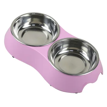 

Shake sound net red creative pet bowl double bowl candy color non-slip stainless steel dog bowl cat bowl fashion dog basin