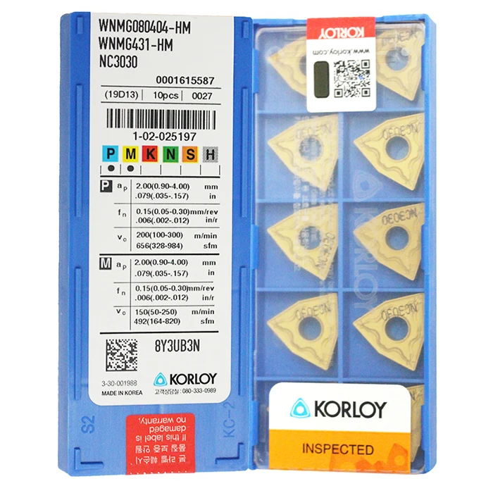 Корея KORLOY WNMG080404-HM NC3030 WNMG080404-HM NC3120 WNMG080404-HM PC9030(10 шт./лот) резец для внутренней обточки вставки