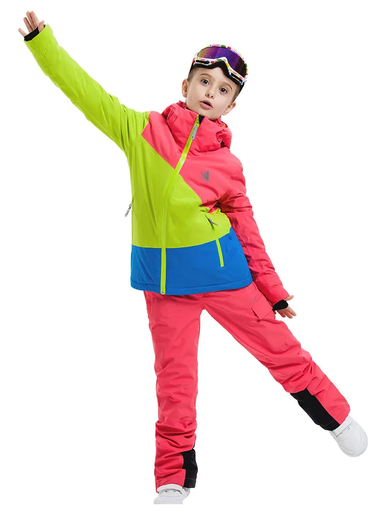 Детская Лыжная куртка, цветная водонепроницаемая ветрозащитная куртка для детей, лыжная куртка, зимняя теплая одежда для спорта на открытом воздухе