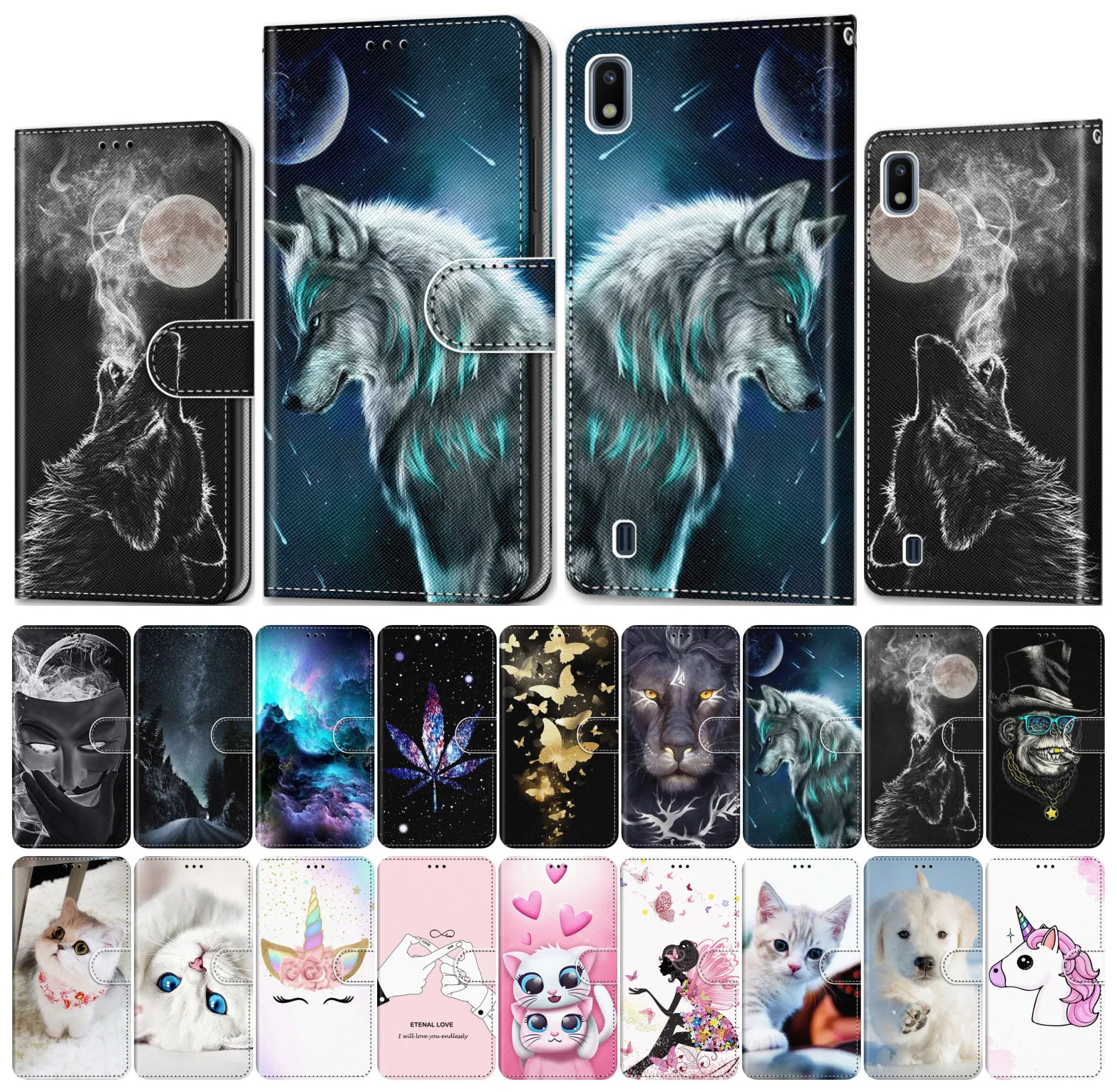 Чехол для Huawei Enjoy 7S 9S 8 10 Plus кожаный чехол бумажник телефона милый тигр волк Лев кот