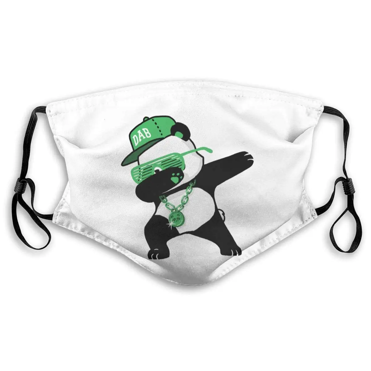 

Green Glass Pandas Print Mouth Masks With Filter Washable And Reusable Anti Dust Breathable Mask With Adjustable Ear Loops For