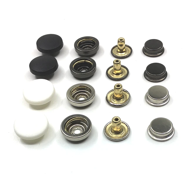 50sets snaps15mm17mm top cover Black and white nylon material Buttons Plastic  snaps button Rivet Button T3T5 T8 accessories - AliExpress