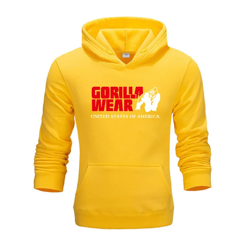 Бренд Gorilla wear, Красочные мужские хип-хоп уличные однотонные флисовые мужские толстовки, Мужская Утепленная одежда, Зимние толстовки, свободная толстовка