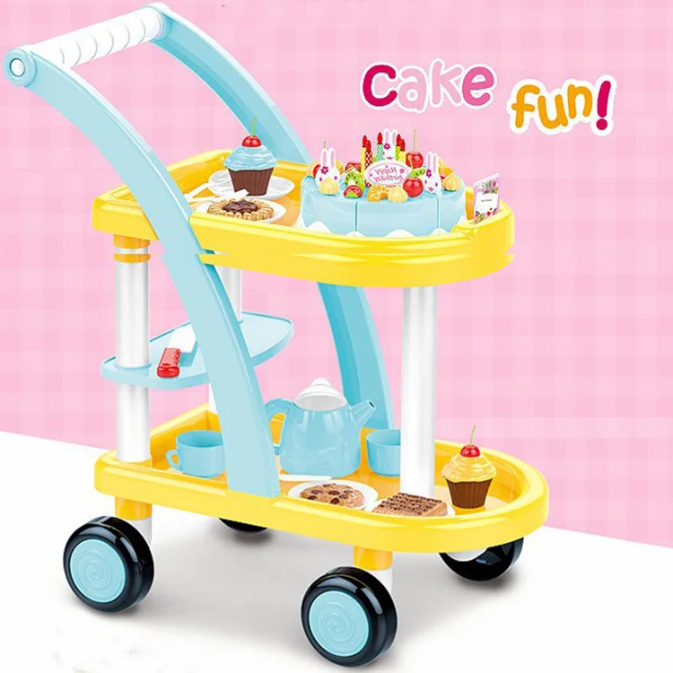 

Multi-functional Model DIY Cake Party Cart Set Parent And Child Combination Kitchen Tableware Taiwan Toy 26 Pieces