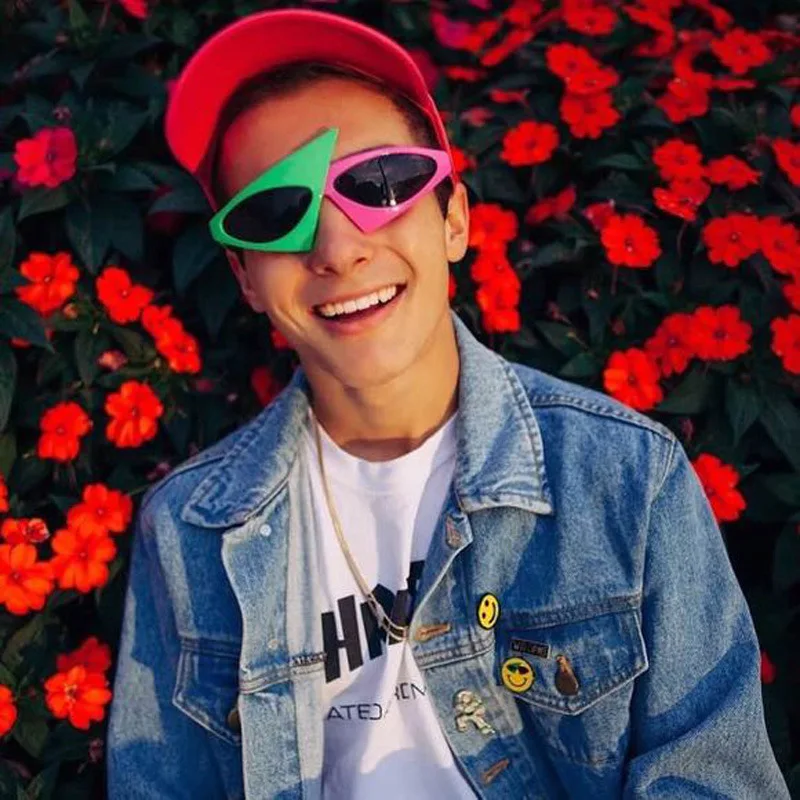 

Green Red Glasses Fancy Party Festival Sunglasses Hip Hop Unique Punk Roy Purdy Funny Shades 2019 Trending Product