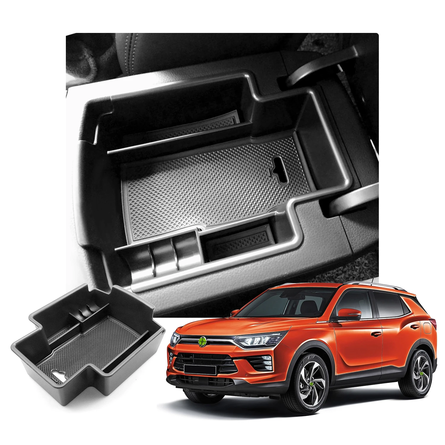 

LFOTPP автомобиль центральный ящик для хранения для Korando 2019 2020 2021 2022 нескользящей резины подлокотник ящик для хранения авто интерьер Korando аксессуары