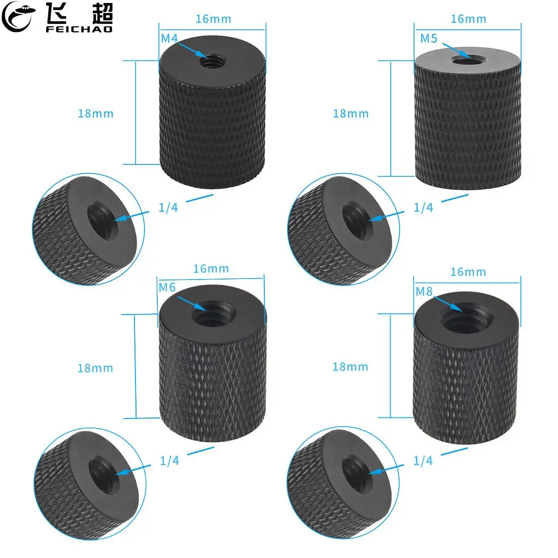 1Pc 1/4 to M4 M5 M6 M8 M10 Threaded Screw Nut Converter Mount Adapter for DSLR Camera Tripod Plate Ballhead Rig Lights Accessory |