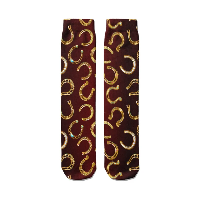 Fashion Horseshoe Cotton Socks For Women Men Leisure Sports Riding Compression Socks High Ankle Autumn Funny Horseshoe Socks Sox style2