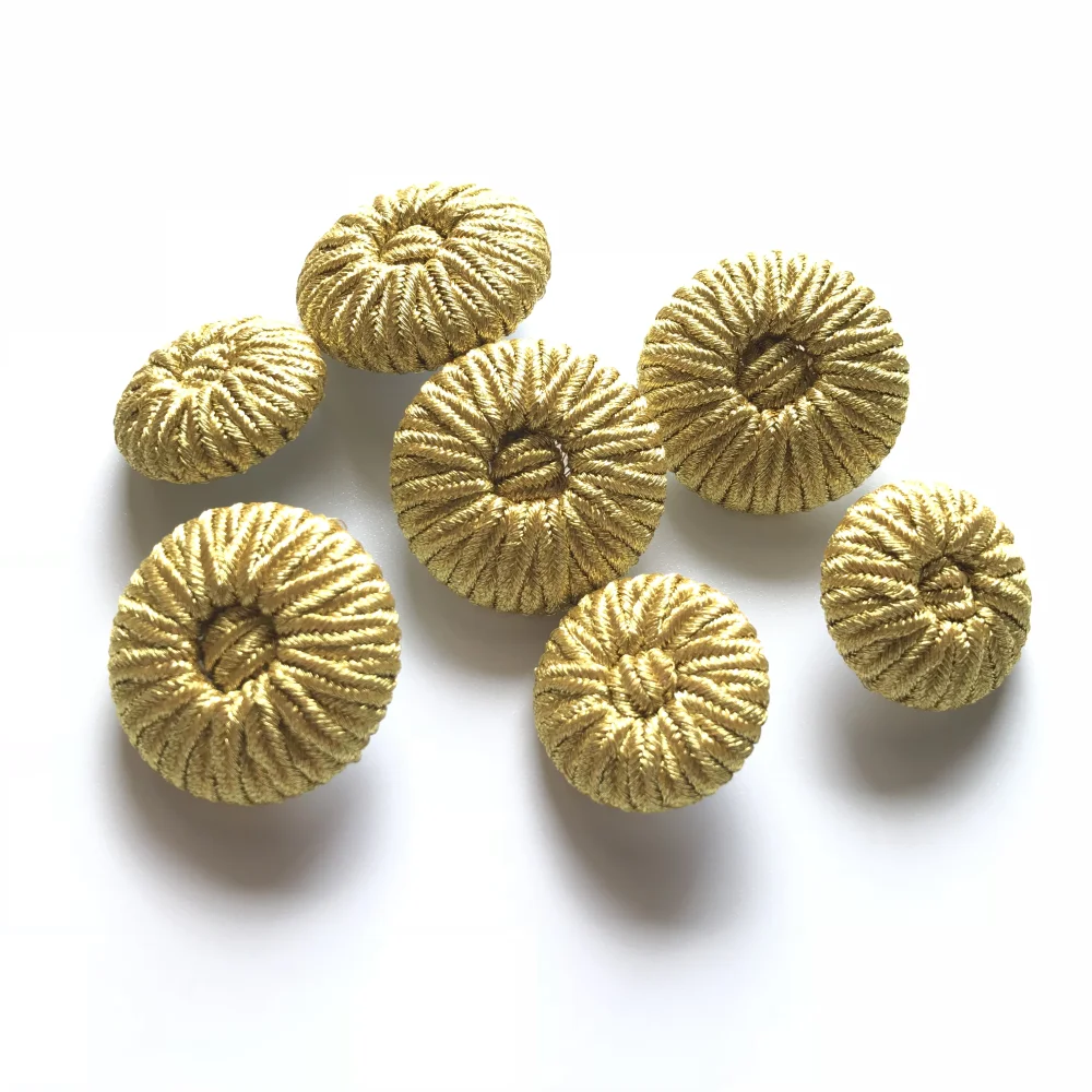 Sewing Buttons with Decorative Buckle, Hand-knitted Buttons, Vintage Gold Buttons, Suit Dress, Dance Dress, 5 PCs/Lot 5