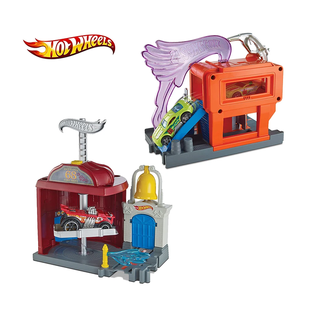 

Hot Wheels Car Track Toy 4 Designs Station Theme Diecast Super Hot Car Connect Track House For Children Birthday Gift FRH28