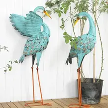 2 шт./партия, американская кантри, винтажный кованый Синий Фламинго, украшения, балкон, садовая терраса, двор, наружное украшение