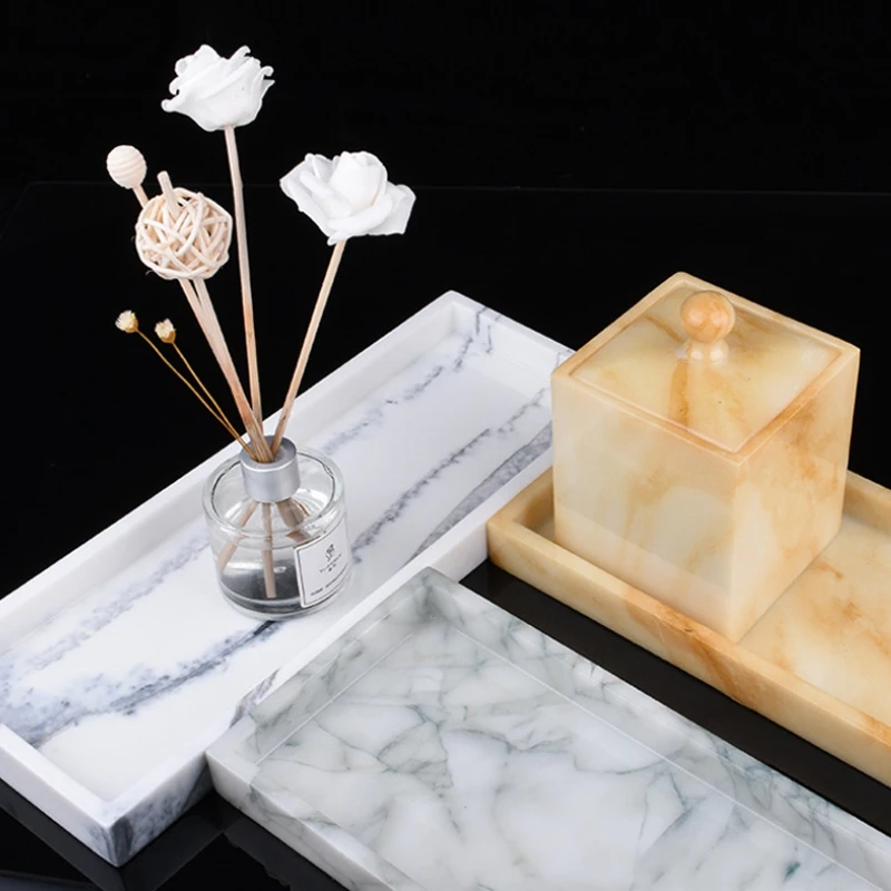 Marble Pattern Storage Tray Resin Jewelry Display Plate Creative Dessert Snack Cake Plate Restaurant Serving Tray