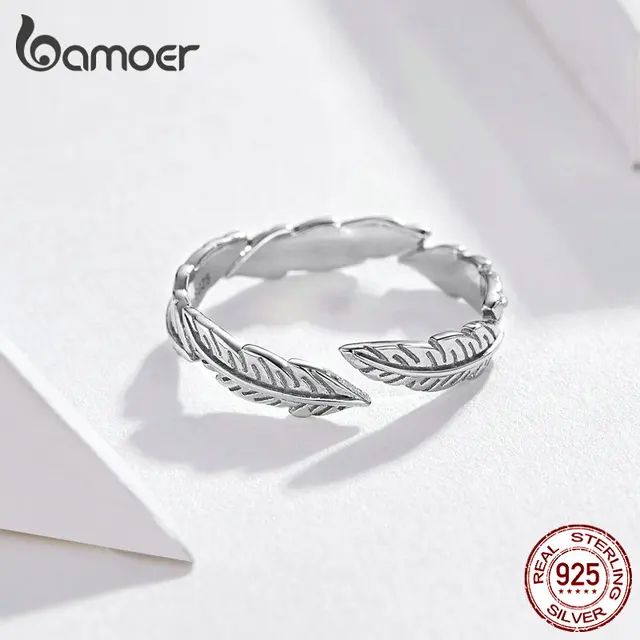 Bague argent plume