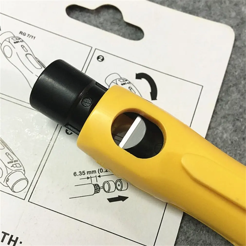 Yellow Professional Industry Stripping Tools Multi-functional Coaxial Cable Television Cable Stripper Tool Steel Yellow Professional Industry Stripping Tools Multi-functional Coaxial Cable Television Cable Stripper Tool Steel