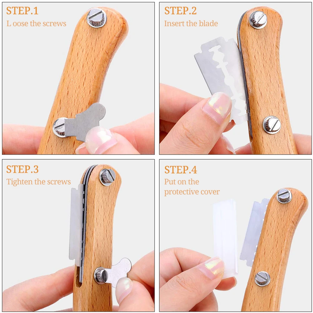 Bread Lame Wooden Handle Bread Slashing Tool Dough Scoring Knife With 5 Pieces Replaceable Blades For Making Kitchen