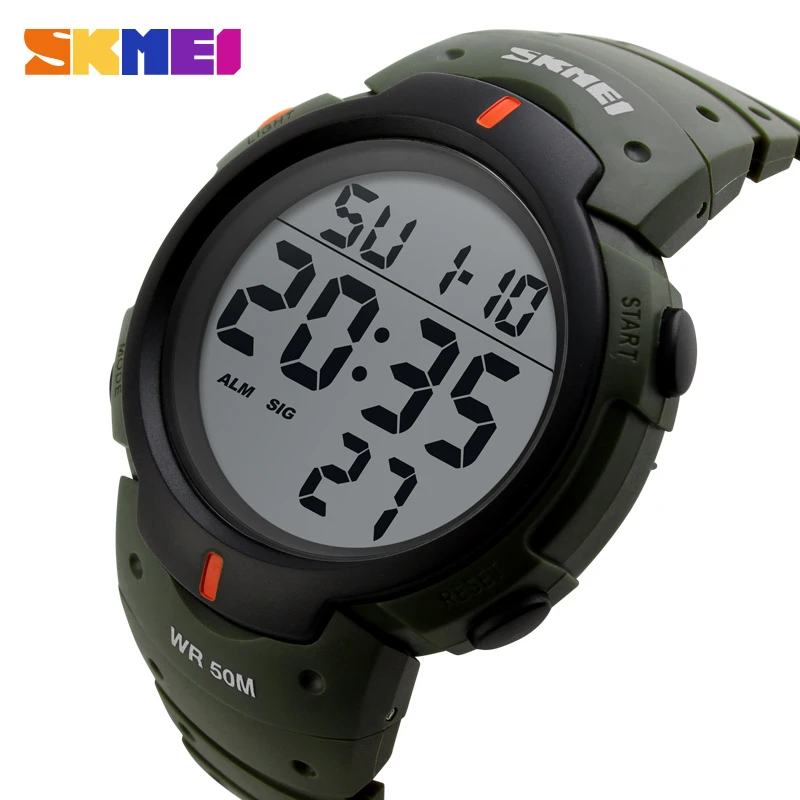SKMEI 1068 Man Watch Fashion Big Numbers Show Sport Style 50M Waterproof Alarm Clock Digital Men Wrist Watch Relogio Masculino