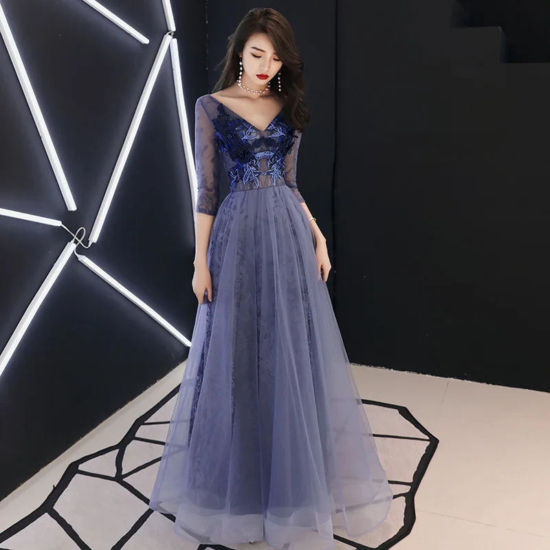 

Hollow Out Sexy Women Cheongsam Exquisite Embroidery Mesh Dresses Deep V-Neck Backless Qipao Full Length Evening Party gowns