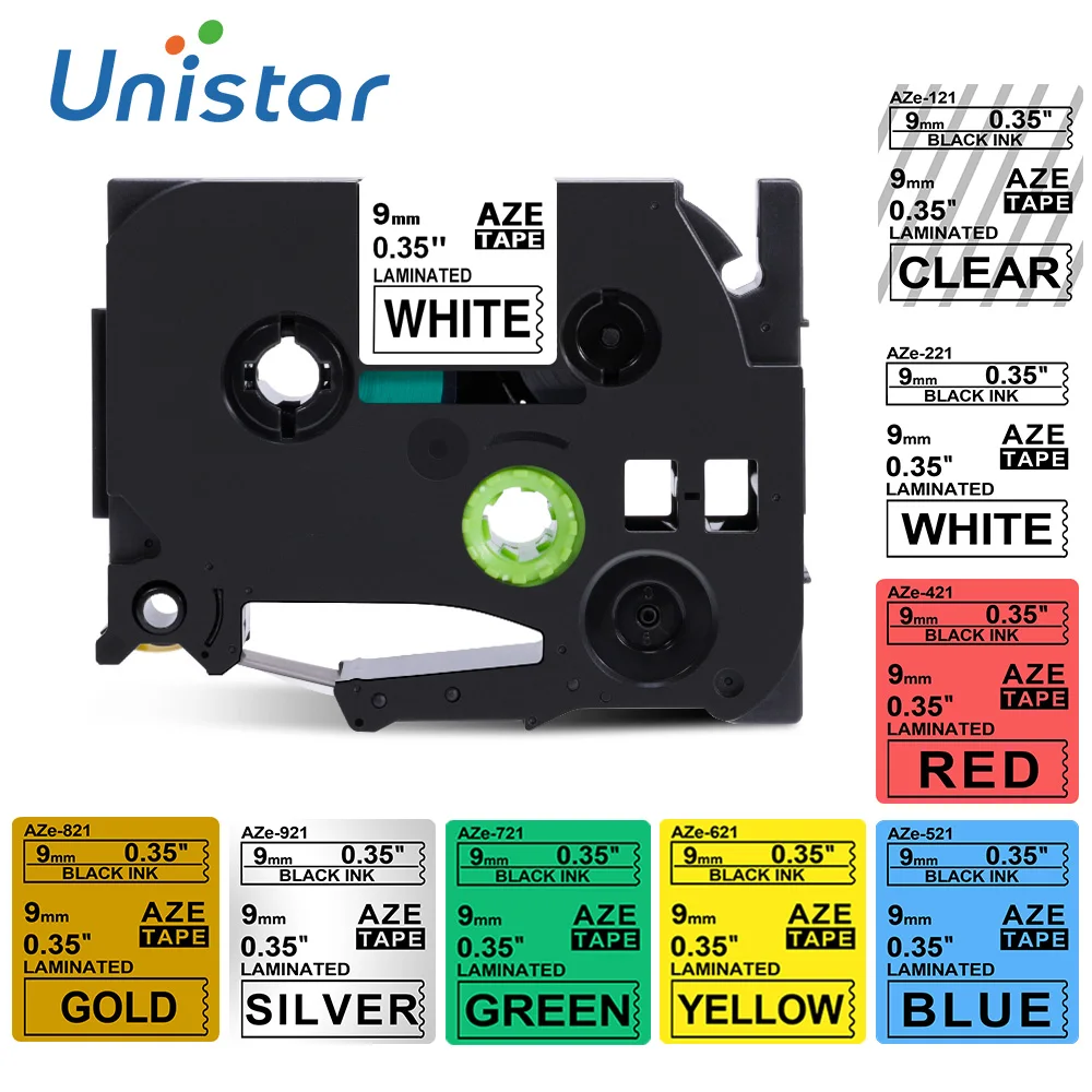 

Unistar TZe-221 9mm Compatible for Brother Label Tape Printer laminated tze221 Black on white Label Tape tze-221 tze-221 tze-121