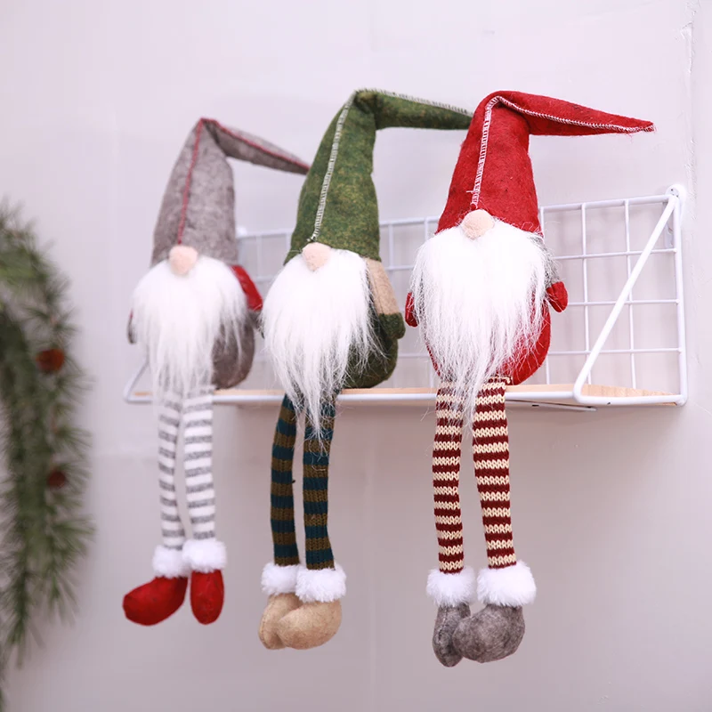 Рождество милый сидящий длинноногий Санта-Клаус кукла скандинавский гном Плюшевые Рождественские Украшения настольные DIY ремесло подарки для детей