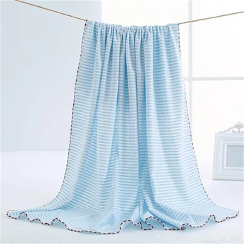 

Cotton Baby Cartoon Bath Towel Summer Newborn Swaddle Wrap Blanket Children Striped Blanket Comfortable Soft Baby Towels