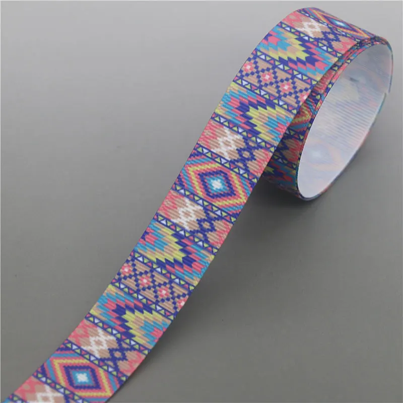 DHK 5 ярдов ацтекский, племенной напечатан Grosgrain ленты ленточный аксессуар Hairbow Головные уборы украшения «сделай сам» оптом OEM C1735 - Цвет: 10168
