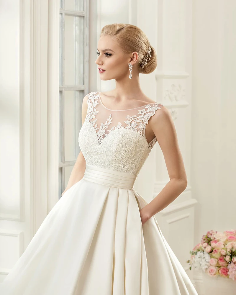 Атласные свадебные платья на заказ, прямые поставки из Китая, Vestido Casamento, плиссированные аппликации на пуговицах, сексуальные Простые платья трапециевидной формы с открытой спиной в стиле бохо