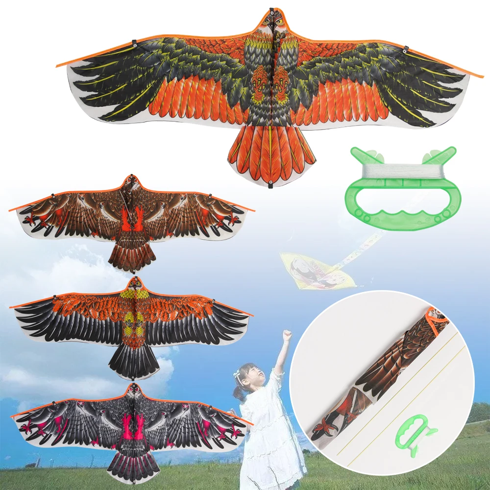 Cometa de águila de 1,1 m con hilo para cometas de 30 metros, cometas de pájaros voladores de águila grande, regalo para niños, viajes familiares, jardín, deportes al aire libre, juguete DIY