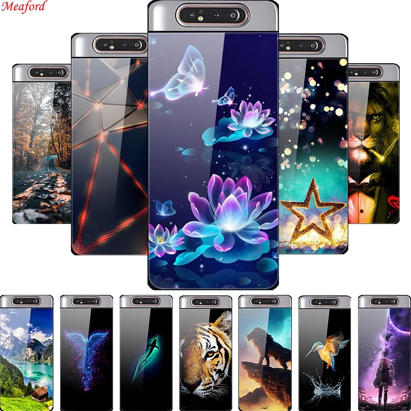 Чехол 6 7 дюйма для Samsung A80 чехол с закаленным стеклом роскошная задняя крышка Galaxy