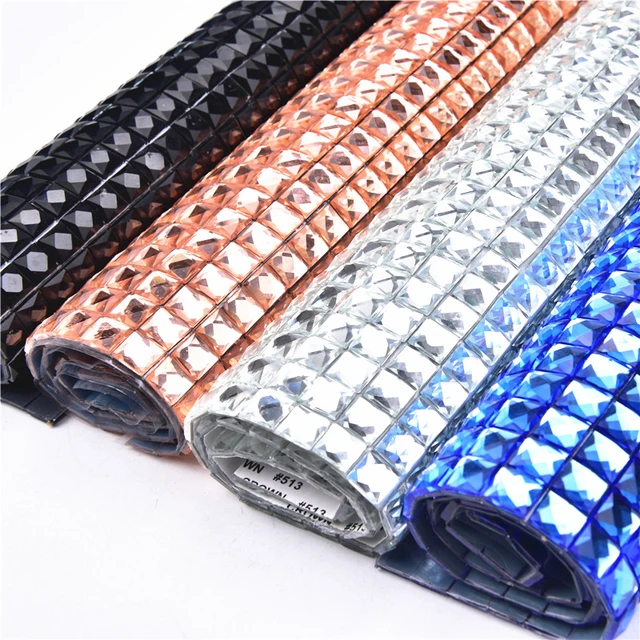 24*40Cm Rhinestone Sheet Self Adhesive Square Glass Crystal Mesh Applique  Banding Roll Sticker Diy Trim For Dresses Bags Garment - AliExpress